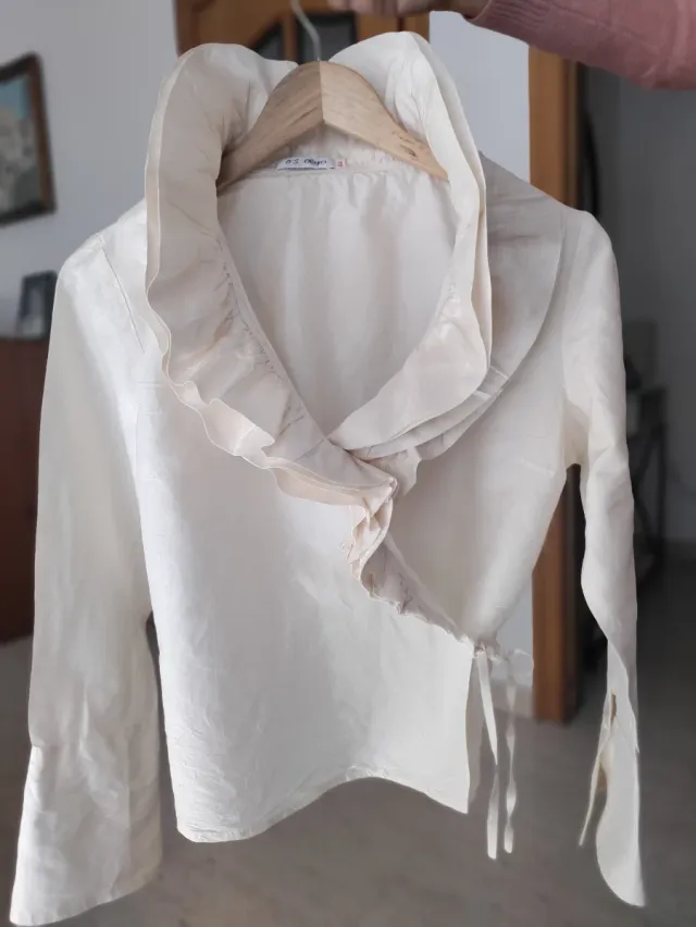 Camisa de seda 100% beige