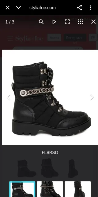 Botines Guess Negros con Cadena Plata