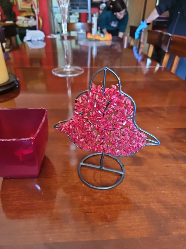 Portacandela decorativo foglia rossa