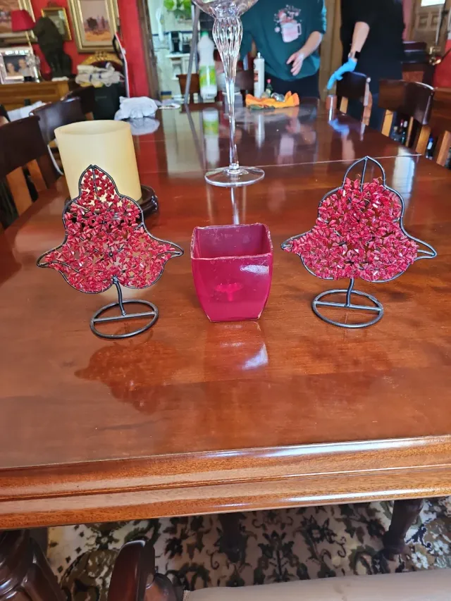 Portacandela decorativo foglia rossa