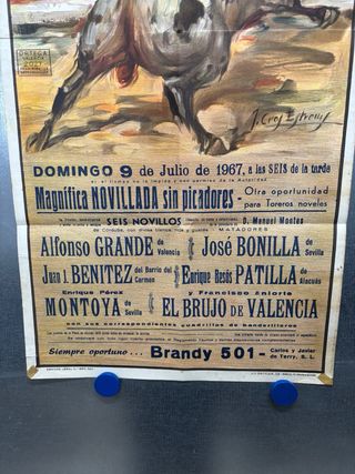 Cartel Toros Valencia 9 Julio 1967