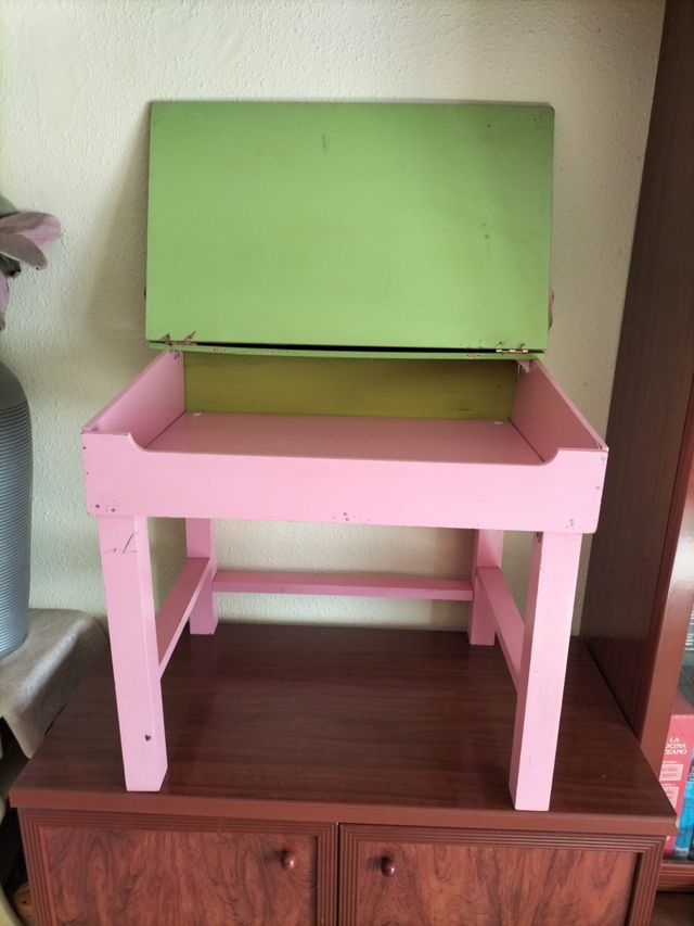 Pupitre infantil niña rosa y verde