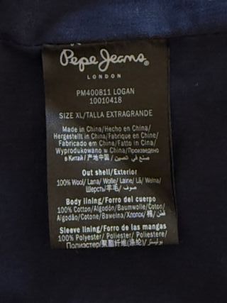 Pepe Jeans Cappotto Lana Blu Uomo XL