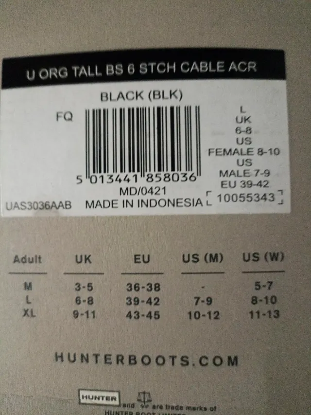 Calcetines negro para botas de agua Hunter