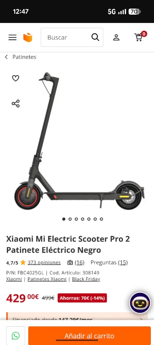 Patinete Eléctrico Xiaomi Pro 2 Mejorado