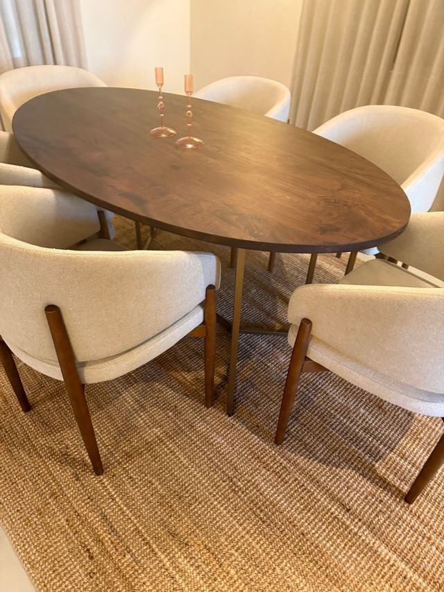 6 Sillas de Comedor Beige y Marrón