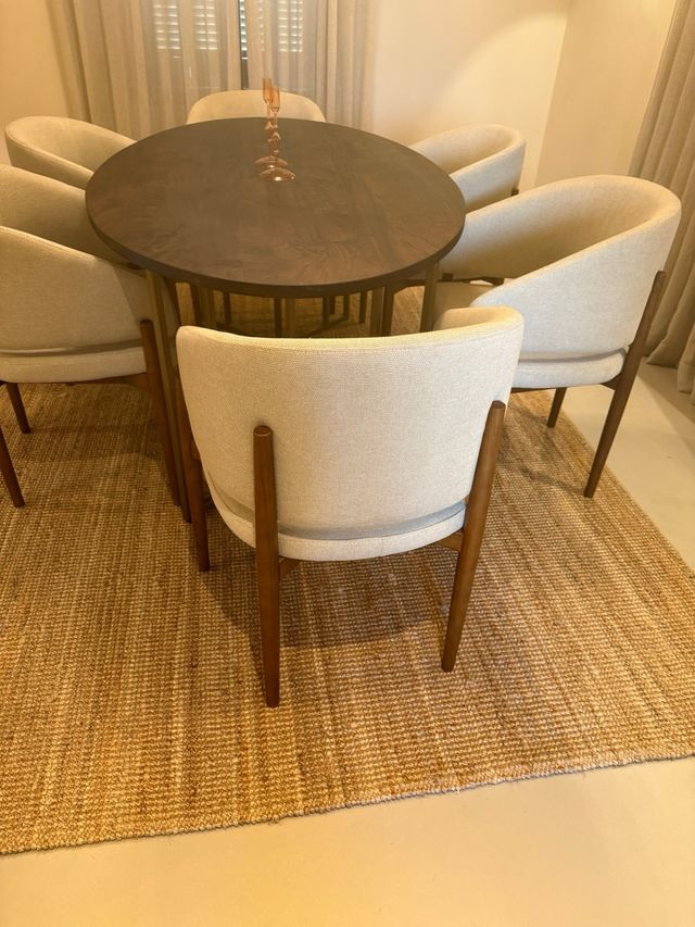 6 Sillas de Comedor Beige y Marrón