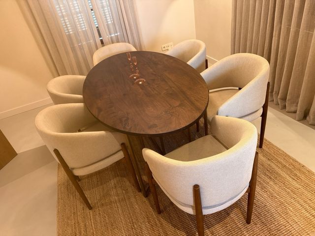6 Sillas de Comedor Beige y Marrón