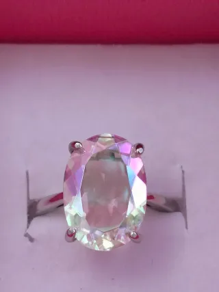 Anillo Plata Cuarzo Aura Multicolor