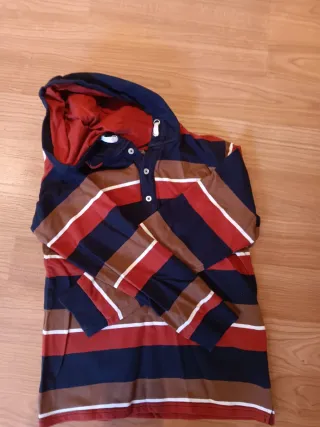 Polo con capucha rayas talla 12