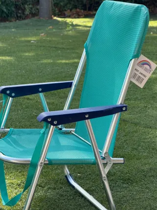 Silla plegable de playa verde y azul