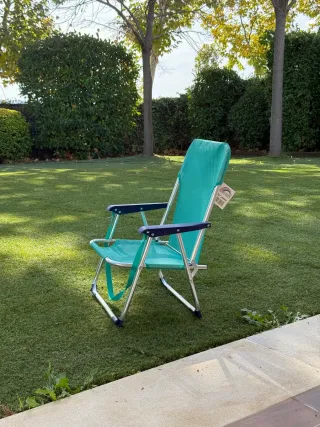 Silla plegable de playa verde y azul