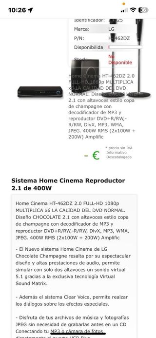 Sistema de altavoces LG Negro