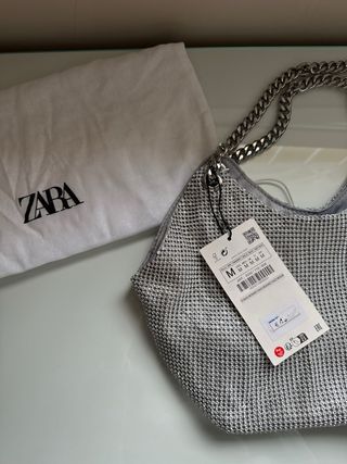 Bolso Zara fiesta plateado