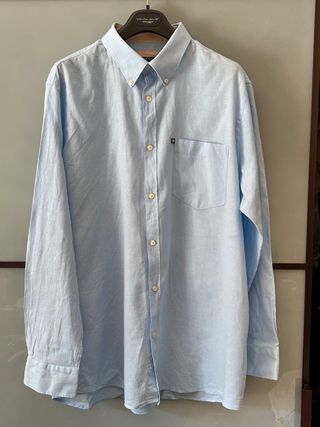 Camicia Lino e Cotone Azzurra Taglia XXXL