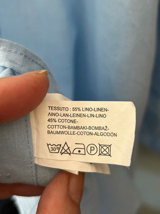 Camicia Lino e Cotone Azzurra Taglia XXXL