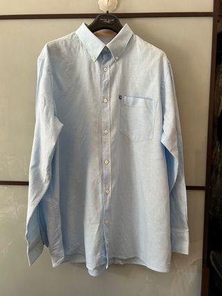 Camicia Lino e Cotone Azzurra Taglia XXXL