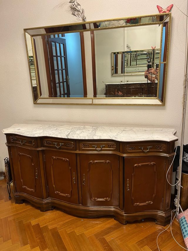 Mueble entrada madera maciza mármol 1,60 cm