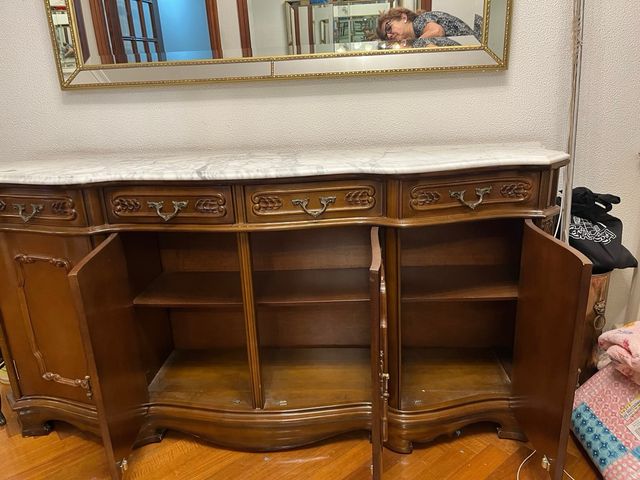 Mueble entrada madera maciza mármol 1,60 cm