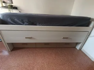 Cama nido beige con cajones + colchón