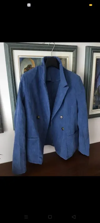 Blazer azzurro  carta da zucchero velluto 4 botton