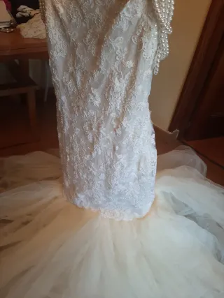 Vestido de Novia Sirena Tul Perlas