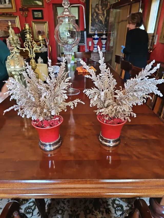 Adorno Navideño Rojo y Plateado