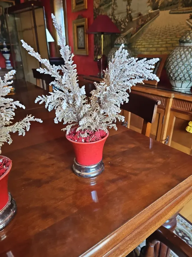 Adorno Navideño Rojo y Plateado