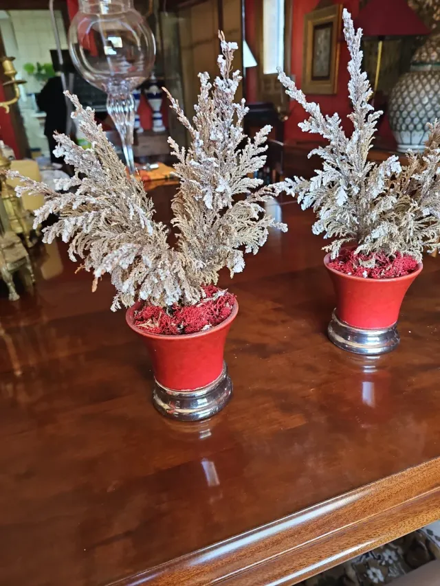 Adorno Navideño Rojo y Plateado