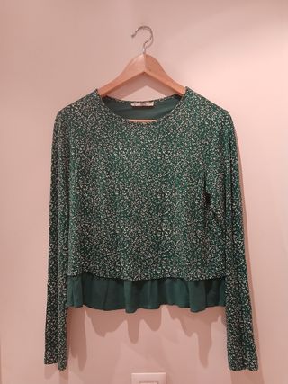 Blusa Mango flores verde