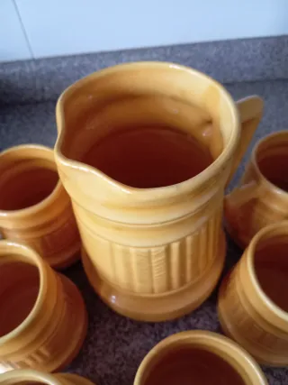 Juego Jarra y Vasos Cerveza Cerámica