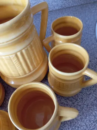 Juego Jarra y Vasos Cerveza Cerámica