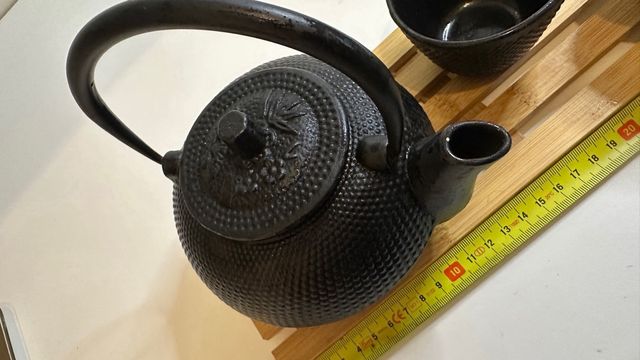Juego Té Oriental Negro Mate + Base Bambú