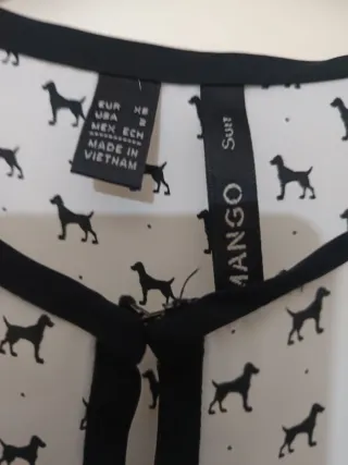 Blusa Mango Estampada Perros Talla XS