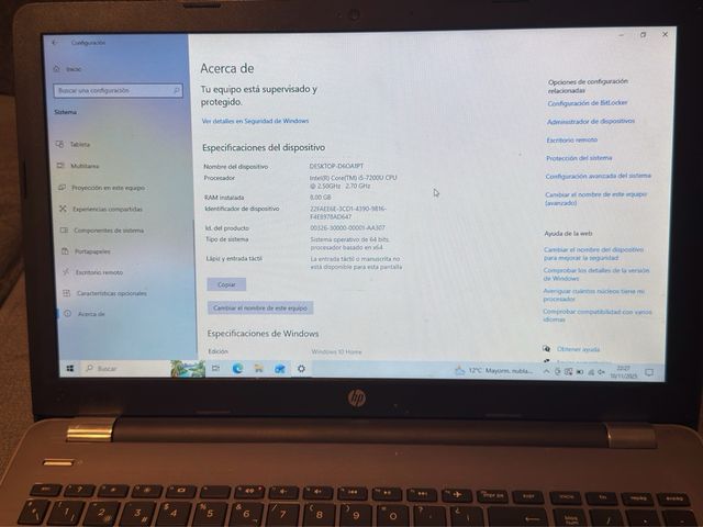 Portátil HP 15,6 gris plata