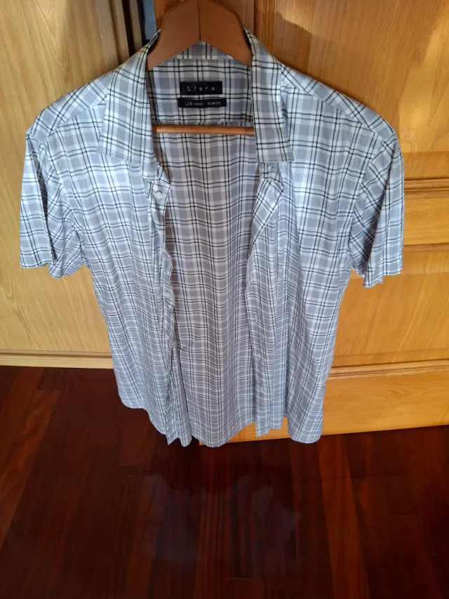 Camisa Sfera cuadros gris y blanco Talla M