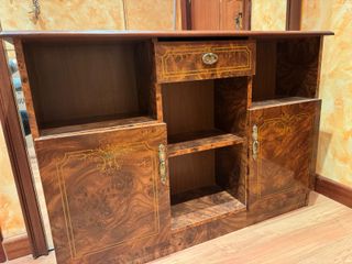 Mueble recibidor madera con espejo