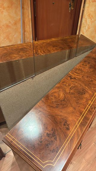 Mueble recibidor madera con espejo