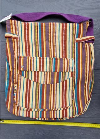 Borsa tela righe multicolore nuova con cartellino