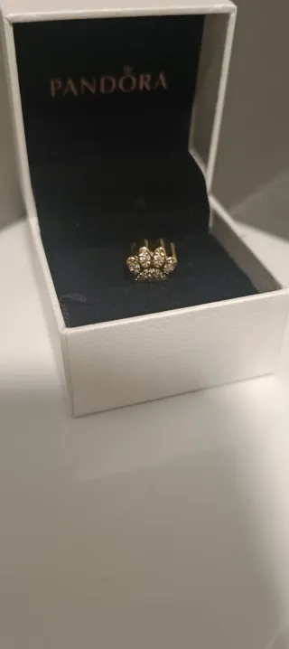 Charm Pata Perro Pandora Baño Oro Circonitas