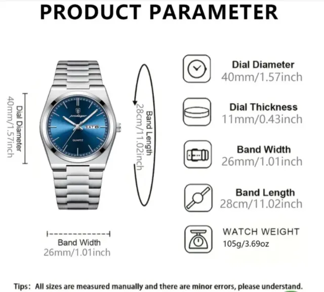 Reloj Poedagar Cuarzo Azul y Plateado