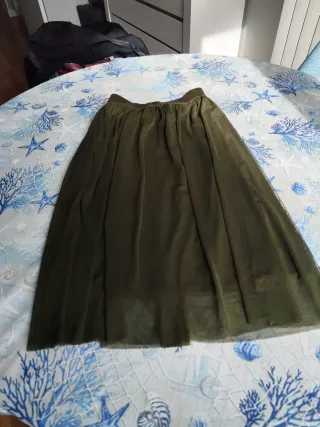 Falda gasa Stradivarius talla única verde