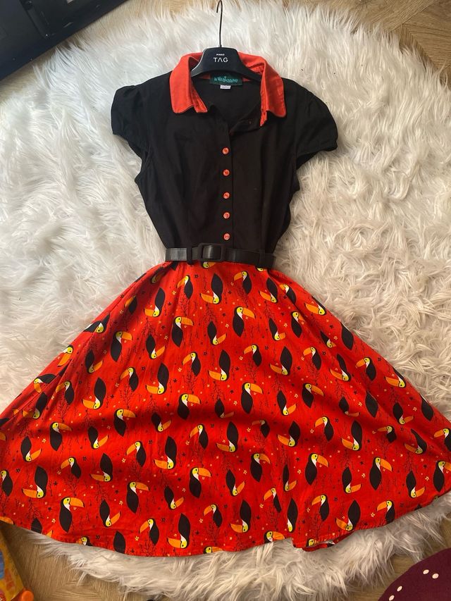 Vestido LaVeintinueve Tucanes Negro/Rojo