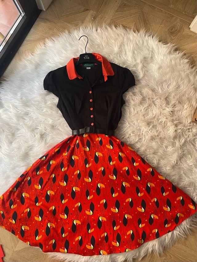 Vestido LaVeintinueve Tucanes Negro/Rojo