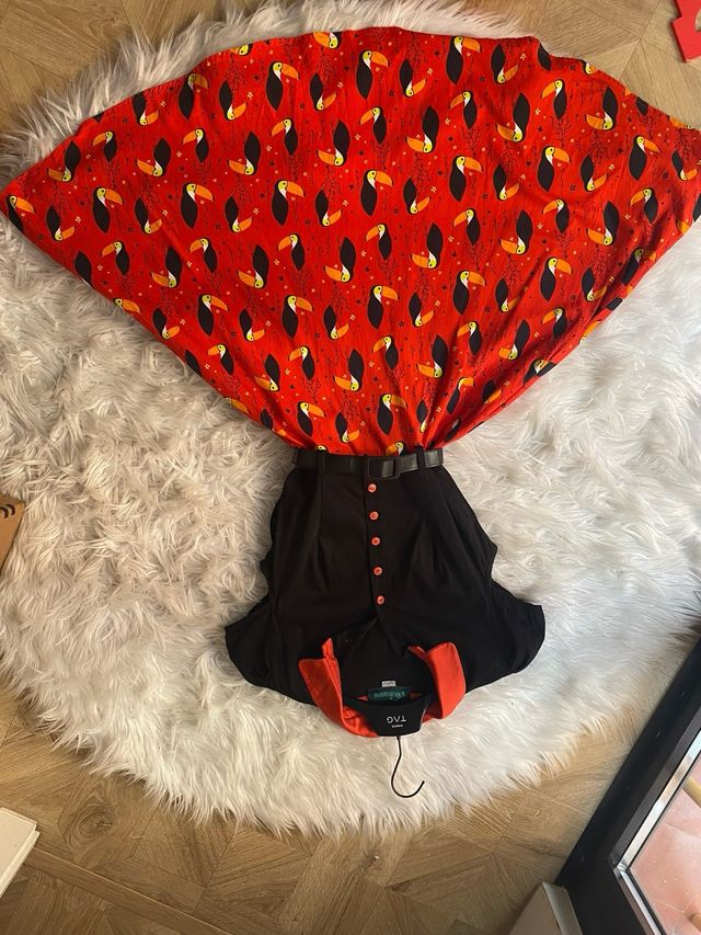 Vestido LaVeintinueve Tucanes Negro/Rojo