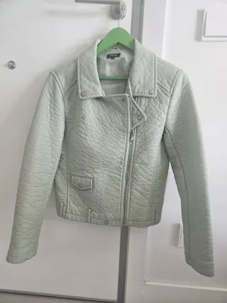 Cazadora polipiel mujer verde abrigada