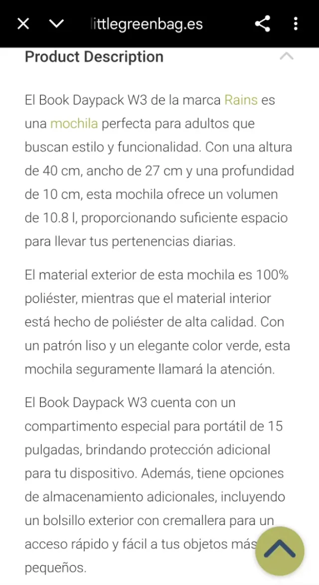 Mochila marca RAINS Impermeable Unisex