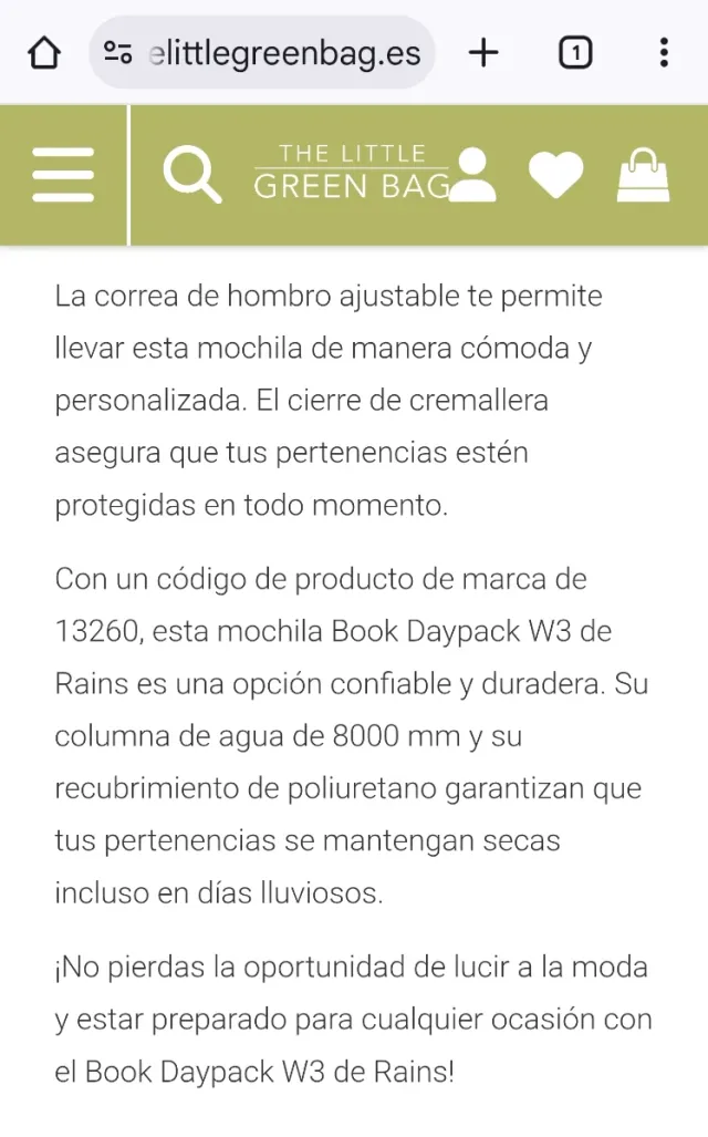 Mochila marca RAINS Impermeable Unisex