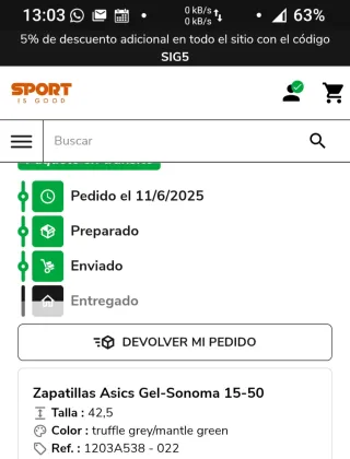 Zapatillas Asics Gel-Sonoma 15-50 Talla 42.5