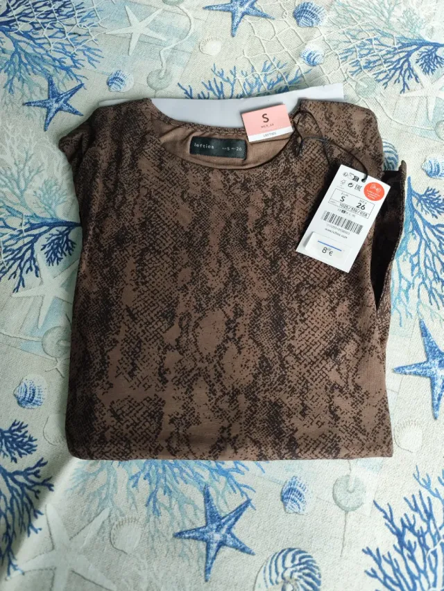 Camiseta Lefties animal print marrón talla S